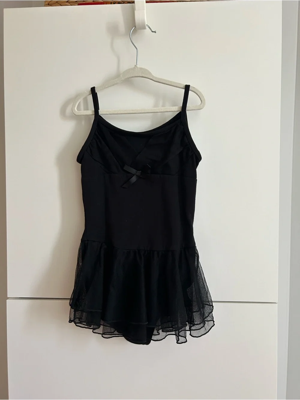 Freestyle Black Sleeveless Ballet Dress with Bow and Mesh Skirt - 7/8